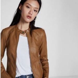 Express Faux Leather Double Peplum Jacket